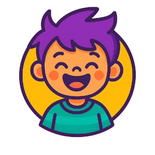 Cartoon illustration of a happy child learning
